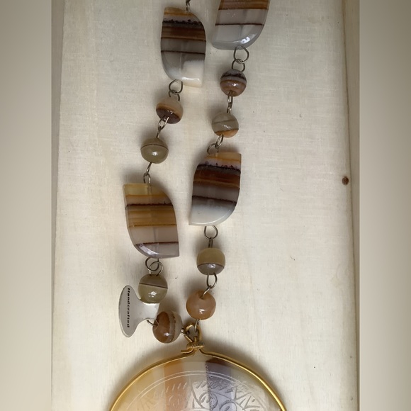 Vintage Genuine Onyx Handcrafted sundisk statement necklace - Picture 7 of 10